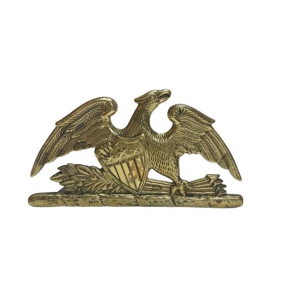 Virginia Metalcrafters Solid Brass Spread Wings American Eagle Bookends Set 1952 - Picture 8 of 9